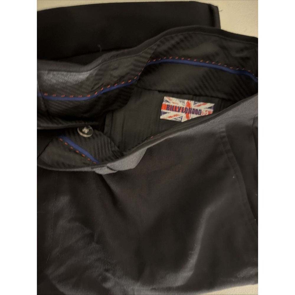 Billy London Suit Separate Trousers Mens 38W 32L Black Flat Front Performance